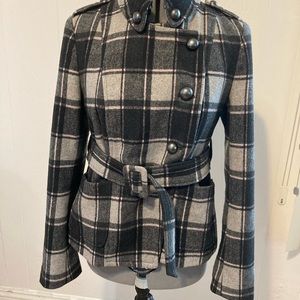 F 21 plaid  polyester/wool/ blend plaid jacket size M